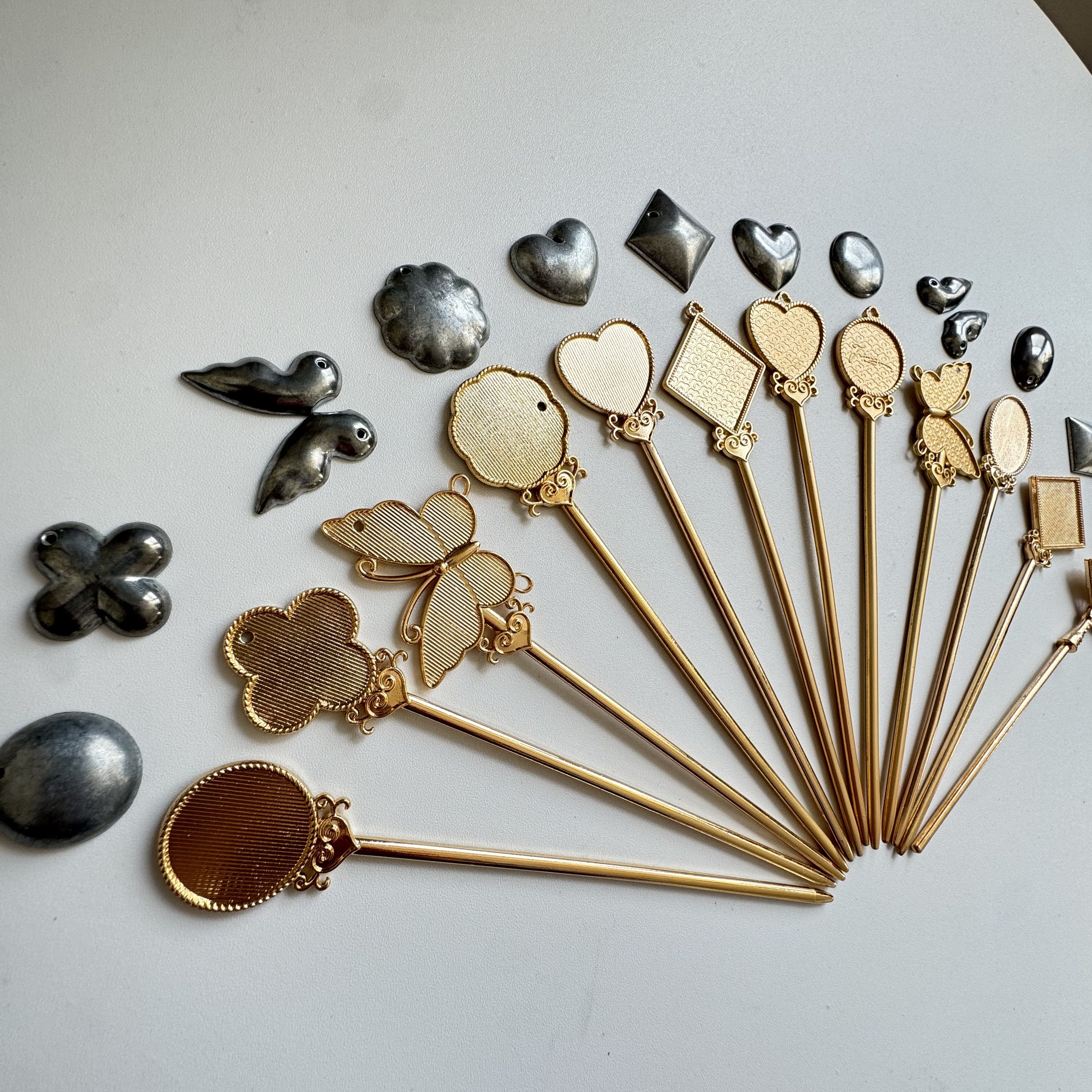 非遗宋锦手工DIY配件材料发簪贴布哑金凹槽底胚底托空蝴蝶古风,淘宝优惠券,粉丝福利购,淘宝优惠卷