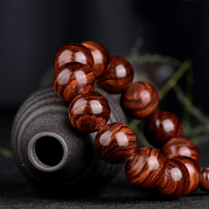 星玺正宗海南黄花梨手串老料虎皮纹高油高密20MM12颗男士佛珠手链