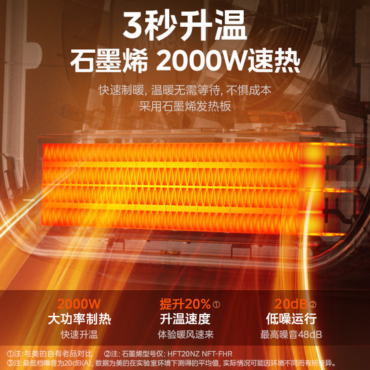 美的取暖器浴室热暖风机家用卫生间洗澡壁挂石墨烯浴霸电暖气神器