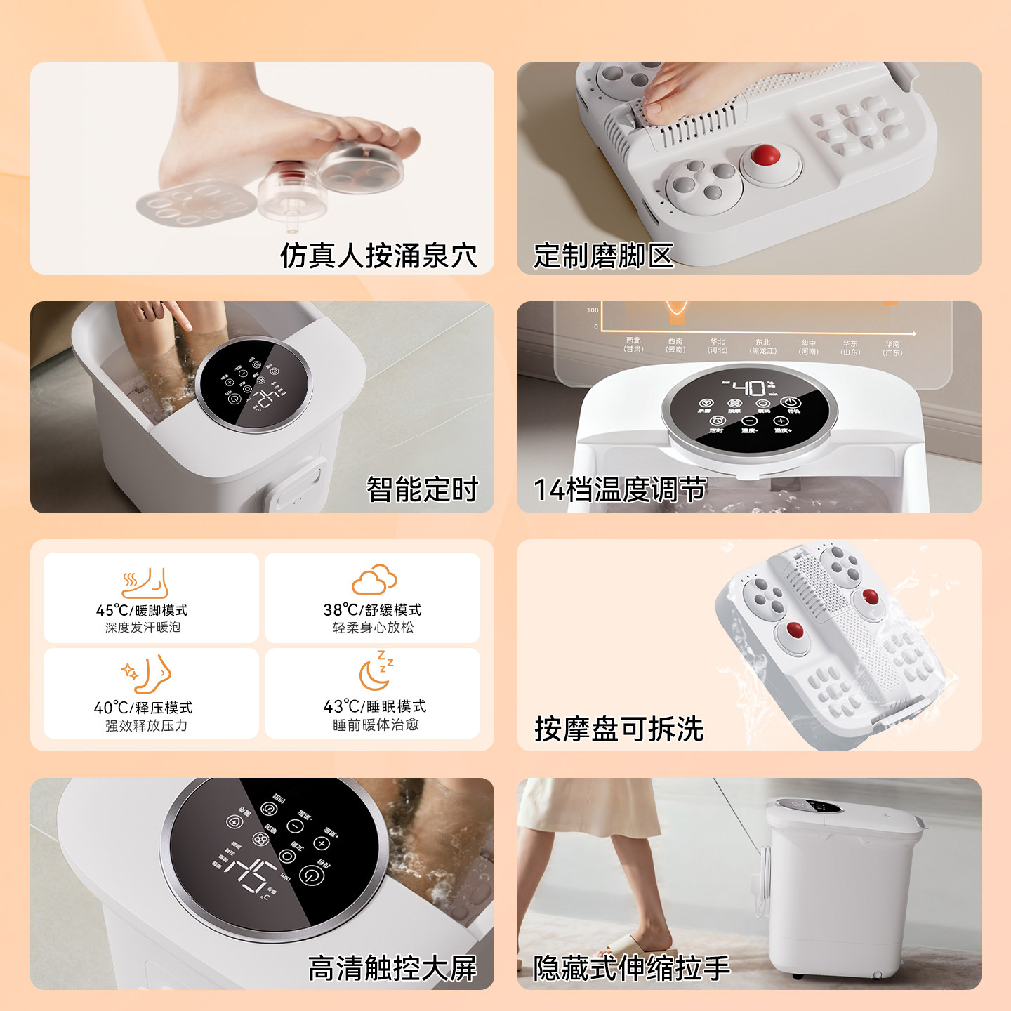 美的泡脚桶新款电动杀菌高深家用过膝加热恒温足浴盆2025按摩神器,淘宝优惠券,粉丝福利购,淘宝优惠卷