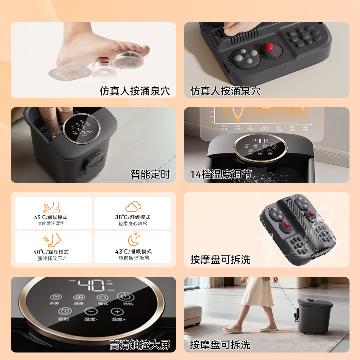 美的泡脚桶全自动杀菌高深家用过膝加热恒温足浴盆2025新款按摩器,淘宝优惠券,粉丝福利购,淘宝优惠卷