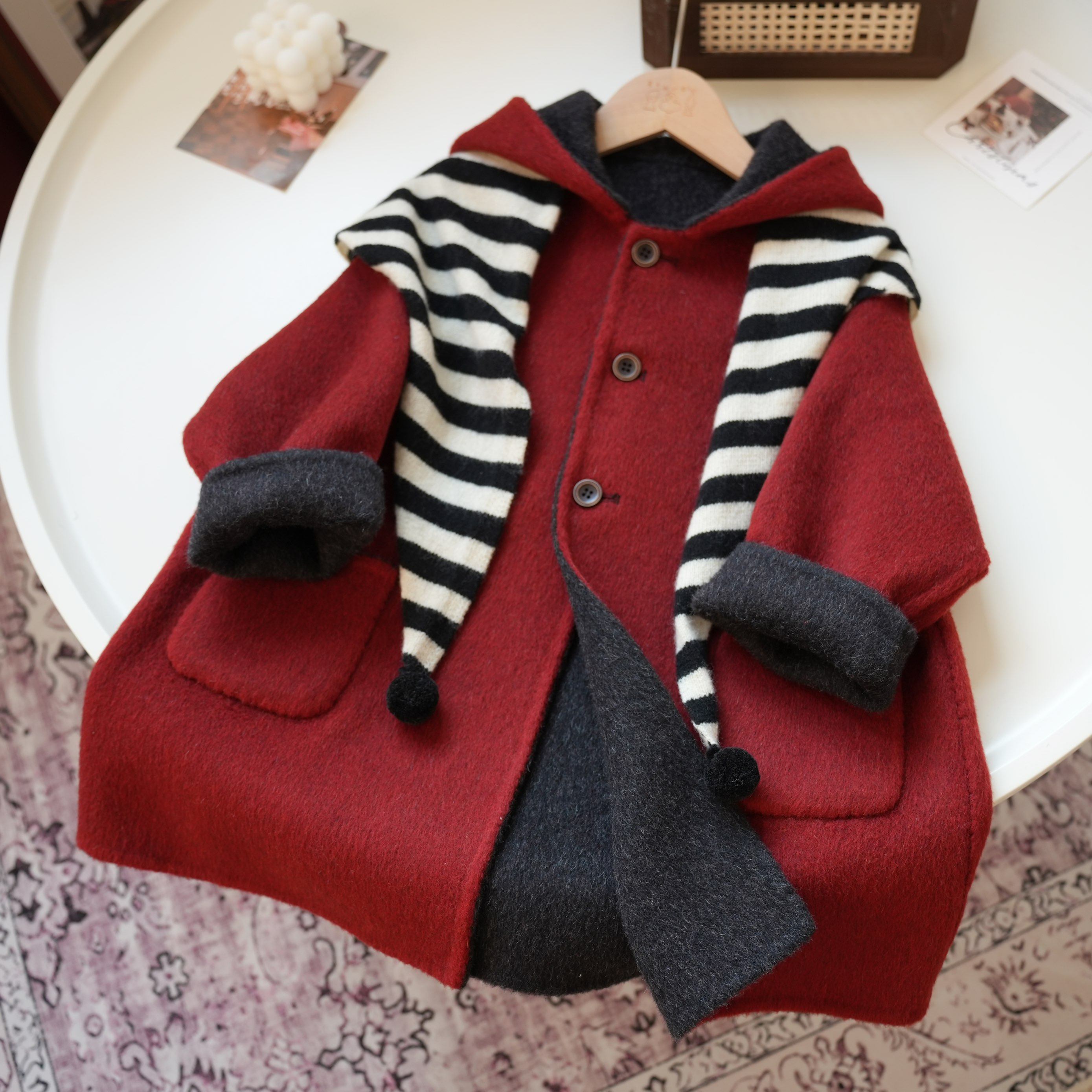 大暖自制复古亲子款100%羊毛双面羊绒手工女童毛呢外套小精灵大衣,淘宝优惠券,粉丝福利购,淘宝优惠卷
