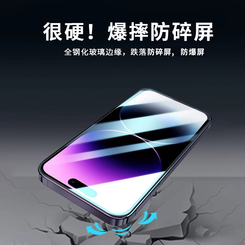 适用苹果13钢化膜泽联科无孔听筒防尘iPhone17air14promax手机16/15pro全屏11plus新款12全包xr防窥XS防摔max - 图3