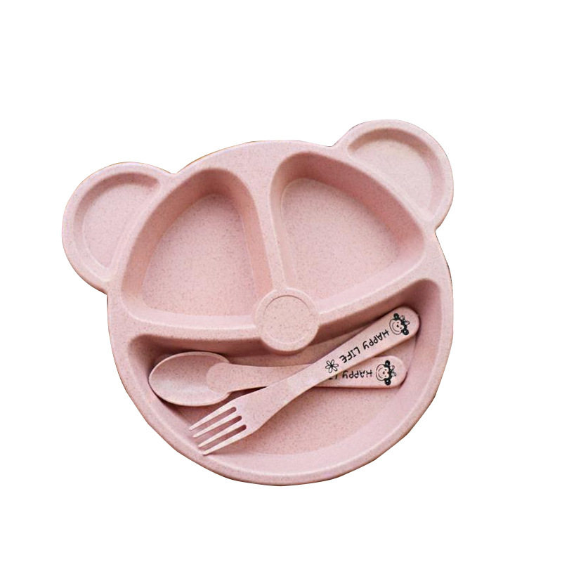 宝宝餐盘儿童餐具创意卡通小熊早餐盘子碗碟子家用分隔分格盘叉勺,淘宝优惠券,粉丝福利购,淘宝优惠卷