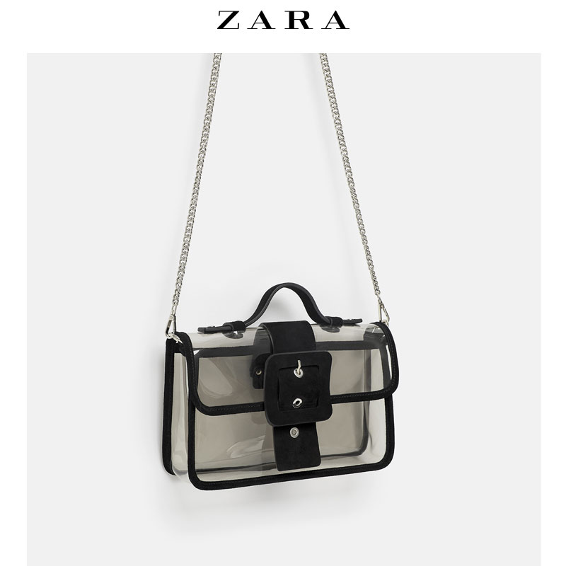15690304202 黑色仿皮透明链条单肩斜挎包 女包 ZARA 打折 15690304202 黑色仿皮透明链条单肩斜挎包 女包 ZARA 打折