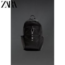 ZARA2023 Winter New Pint Mens Bag Black Light Material Double Shoulder Backpack 3241220800