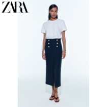 ZARA 24 spring new pint woman dress gold dress with straight drum skirt 0387054401