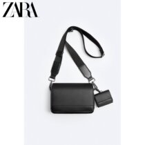 ZARA2023 Winter New Pint Mens Bag Black Two-in-one Flip Flops Satchel 3501320800