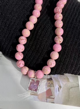 方形锆石蝶蝶锁骨链水晶