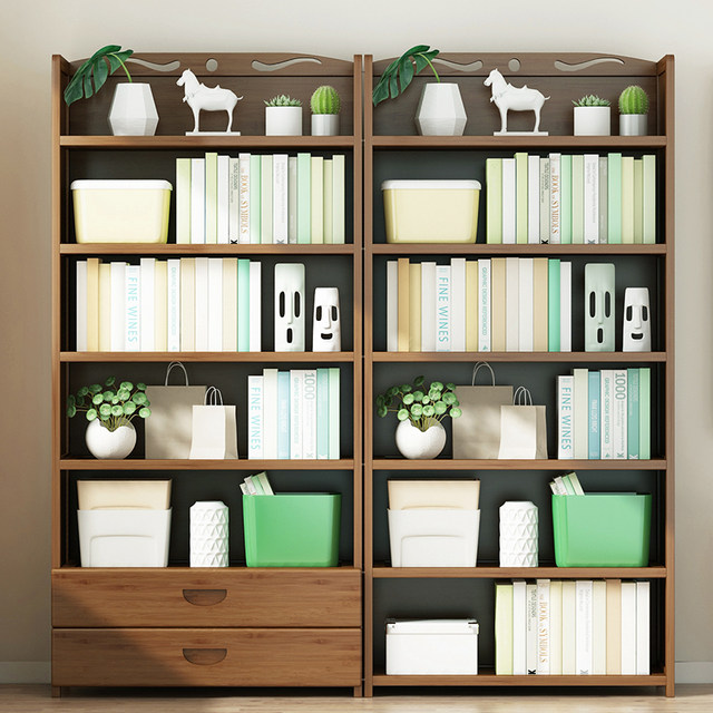 Simple style bookcase movable table storage rack