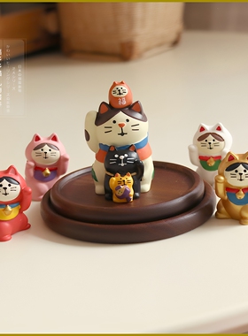 招财猫猫F4粉白金装饰摆件