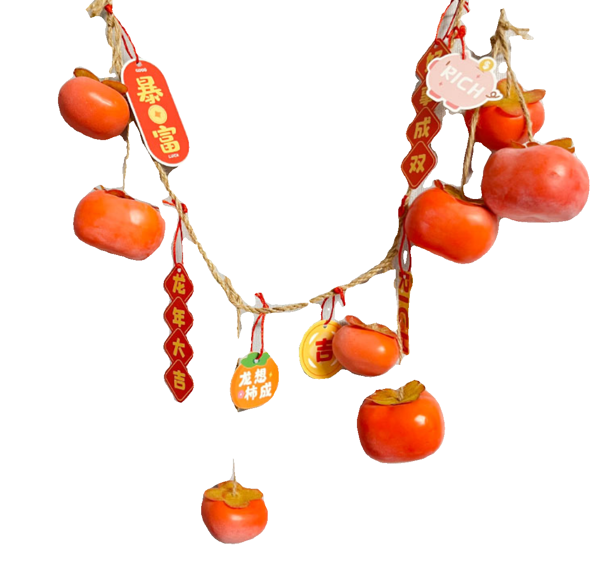 仿真柿子串带霜墙上挂件新年祝福乔迁之喜玄关装饰墙面挂事事如意,淘宝优惠券,粉丝福利购,淘宝优惠卷