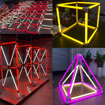 Led creative styling splicing lighting tube 360-degree luminous discoloration shop bar exhibition decoration t8 hoisting strip lamp