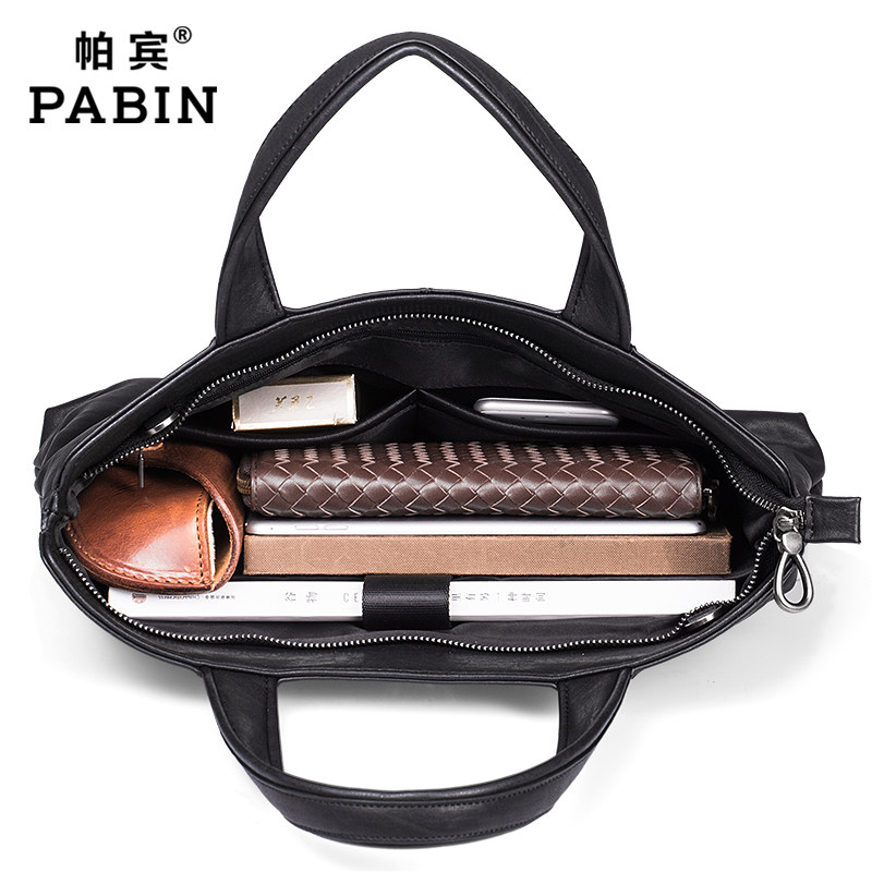 帕宾男士真皮手提包休闲潮公文包 帕宾男士包袋