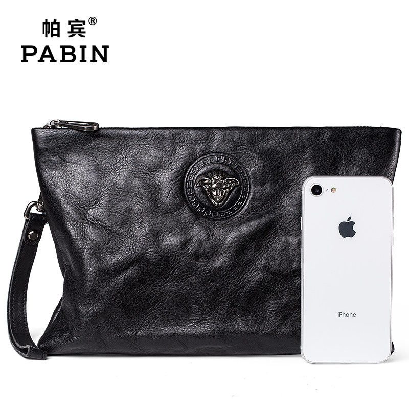 帕宾男士真皮手拿包大容量软潮男包 帕宾男士包袋