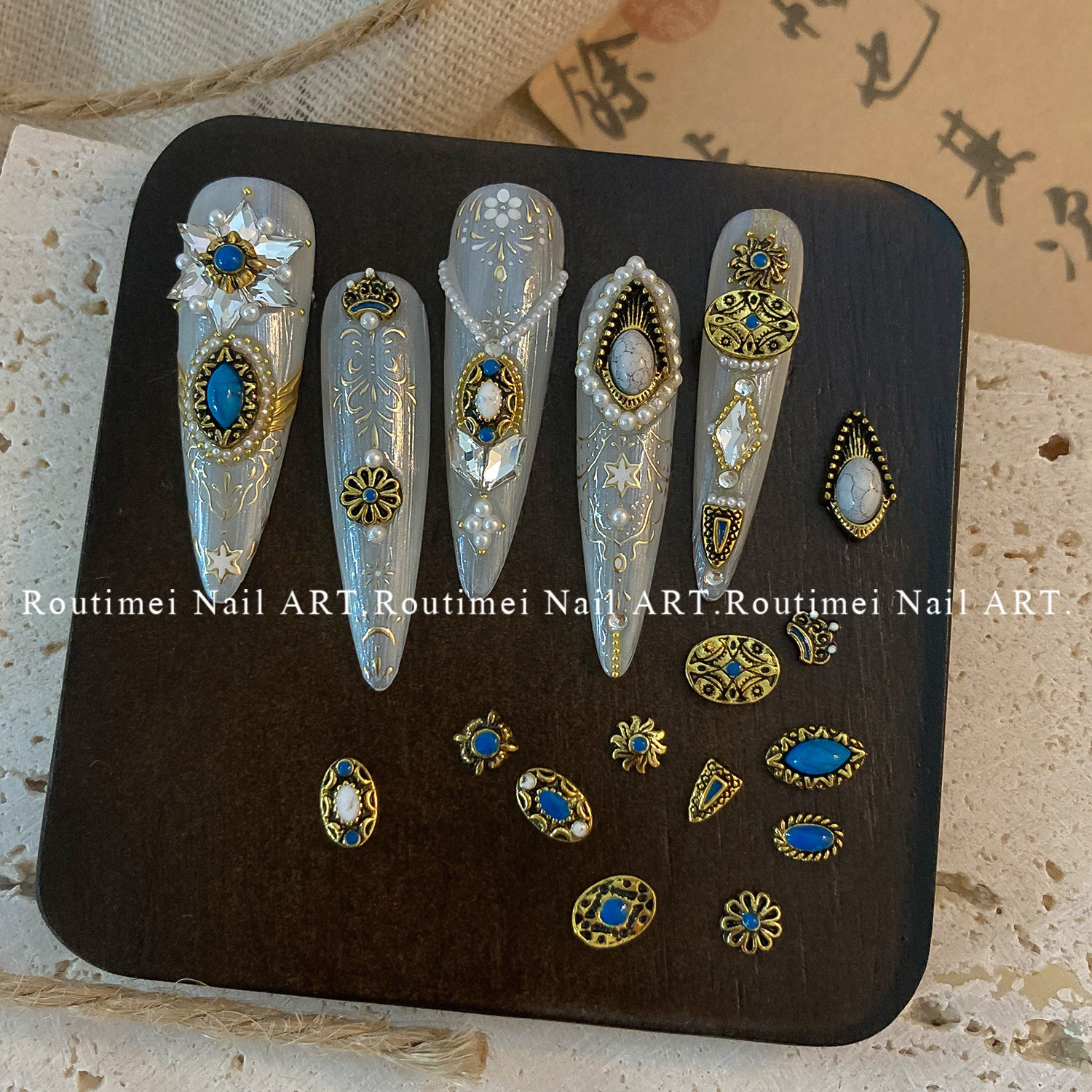 复古 饰品镶嵌绿松石海蓝宝水晶蛋面碧玉DIY美甲小饰品花盘扣花古,淘宝优惠券,粉丝福利购,淘宝优惠卷