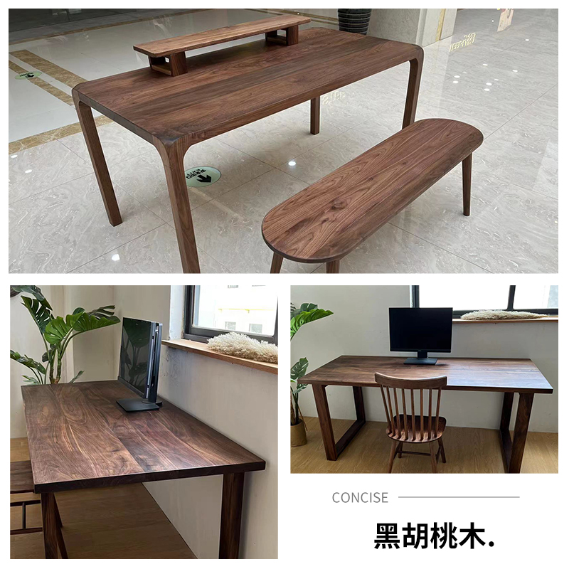 北美黑胡桃木料定制家具实木板材桌面板原木板餐桌电视柜吧台面板-图0