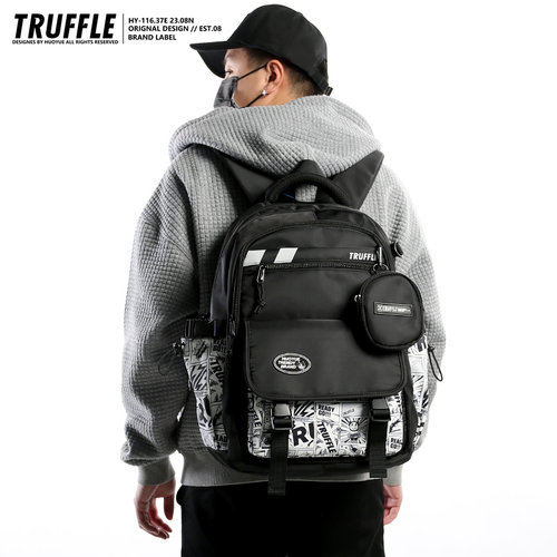 TRUFFLE原创漫画双肩包男初中书包女小学生大容量大学生旅行背包 - 图2