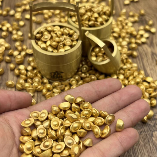 实心沙金小元宝瓜子摆件招财进宝米缸仿金聚财旺运客厅桌面装饰礼 - 图0