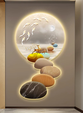 石来运转led带灯轻奢入户玄关