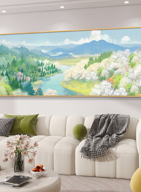 现代奶油风客厅背景墙风景装饰画