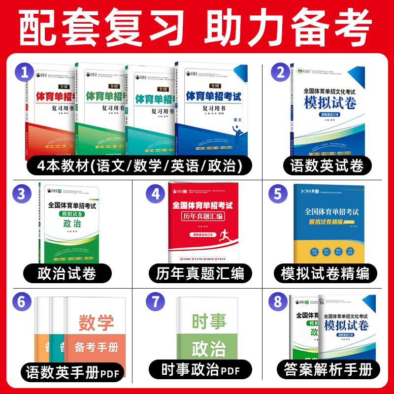 2025全国体育单招考试复习资料2024年体育单招教材文化辅导英语文数学政治高考文化专业升学高职单招考试用书普高历年真题试卷模拟 - 图0