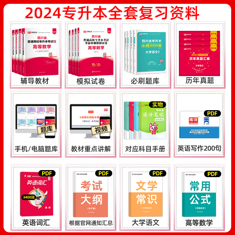 库课2024年四川专升本教材必刷2000题文科理四川省统招专升本考试教材必刷题历年真题试卷语文英语计算机高等数学网课复习资料2025 - 图0