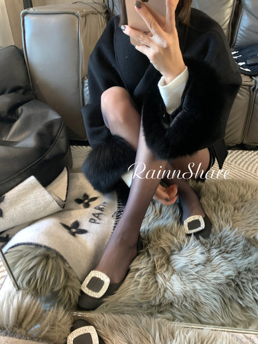 富贵雨经典款中空方扣平底带钻单鞋女圆头春夏季浅口舒适女鞋绸缎 - 图0