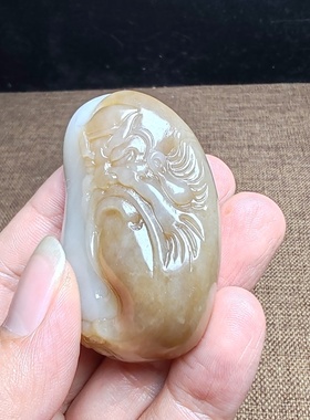 关羽和田玉高档且末糖白小手把件