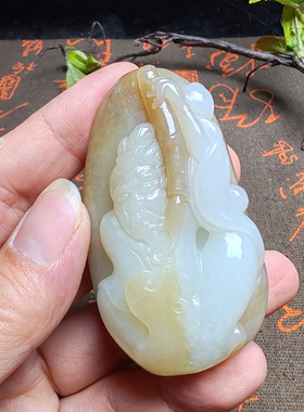 和田玉糖青白玉文人毛笔老人手把件苏工高档学生男女国风金榜题名