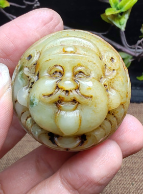 佛财神手把件和田玉仿古明清古董