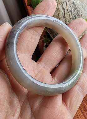 烟紫和田玉手镯送证书54mm+