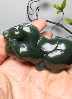 新疆和田玉且末蓝调立体马小手把件苏工精品油润男女国风马到成功