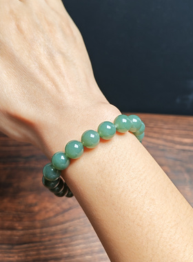 和田玉且末糖青白玉手链10mm