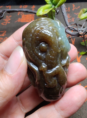 新疆和田玉且末蓝调糖玉龙手把件苏工精品油润男女国风飞黄腾达