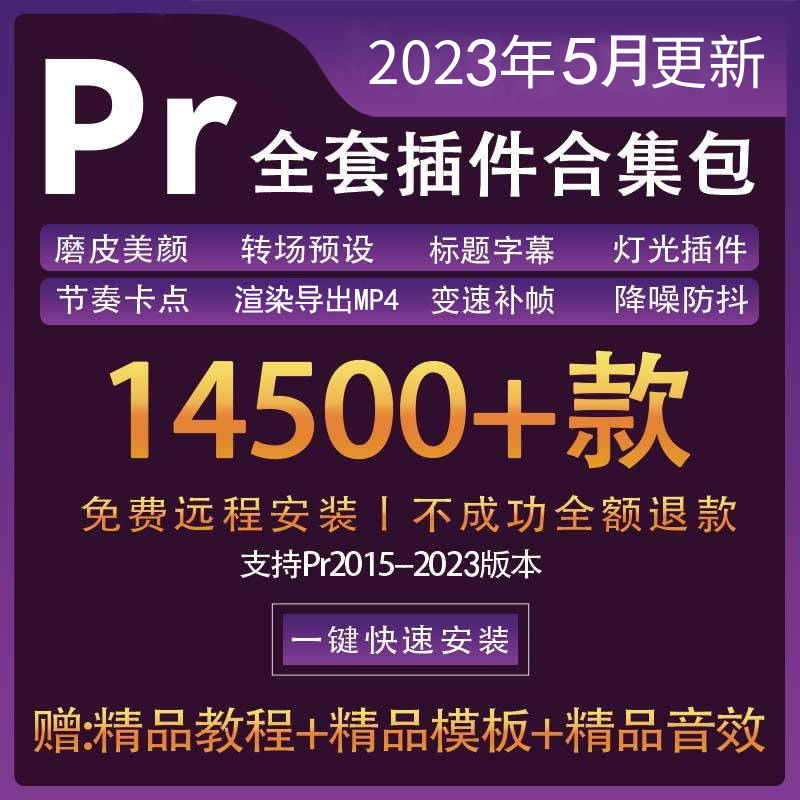 2023Pr插件合集全套一键安装转场汉化补帧降噪字幕模板Pr教程素材 - 图1