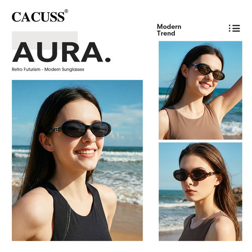 CACUSS墨镜女2026春夏新款复古猫眼太阳眼镜氛围感气质防晒偏光镜 - 图1
