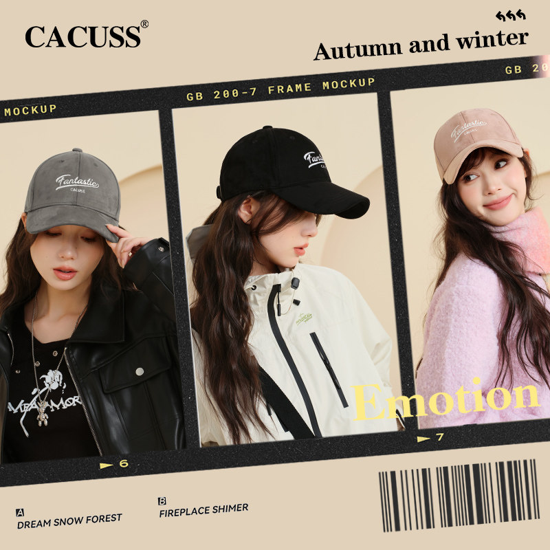 CACUSS美式棒球帽子女2025秋冬新款麂皮绒感百搭宽檐刺绣鸭舌帽男,淘宝优惠券,粉丝福利购,淘宝优惠卷