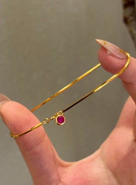 PURE红宝泡泡钻蛇虎手链女s925纯银中古风轻奢复古气质精致细手环