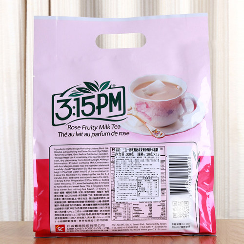 三点一刻玫瑰奶茶台湾进口奶茶15包3点1刻玫瑰花果奶茶粉网红冲饮 - 图1