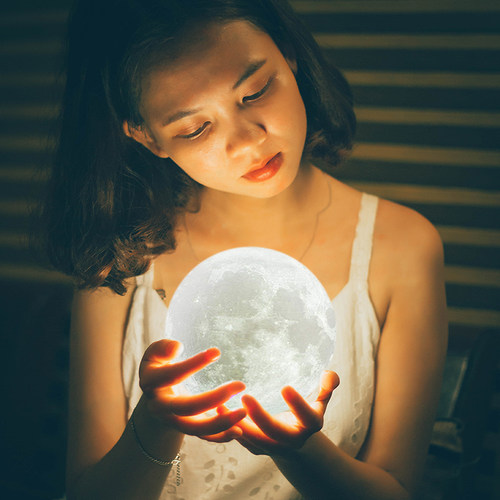 月球灯月亮灯3d小夜灯睡眠卧室创意星空灯梦幻浪漫磁悬浮床头台灯 - 图1