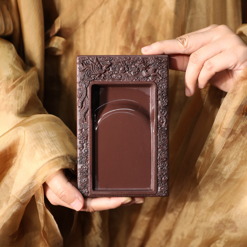 【西泠印社】肇庆端砚《龙凤呈祥》精品宋坑砚台书法毛笔磨墨专用正宗天然原石手工雕刻高档砚池文房礼物送礼 - 图3