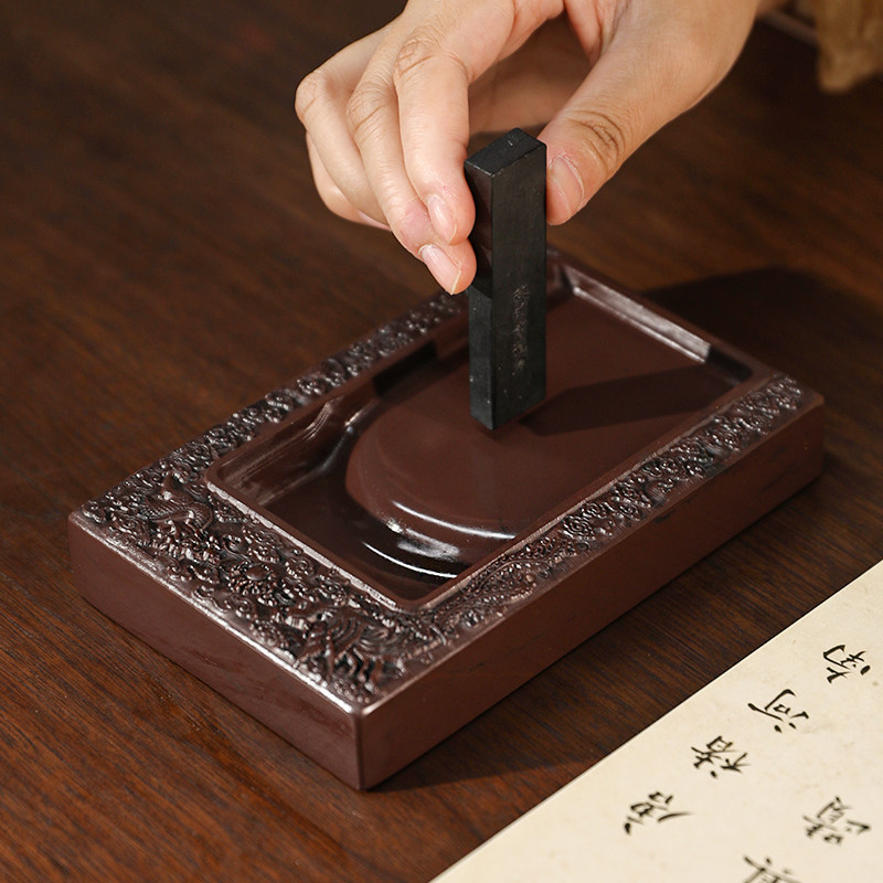 【西泠印社】肇庆端砚《龙凤呈祥》精品宋坑砚台书法毛笔磨墨专用正宗天然原石手工雕刻高档砚池文房礼物送礼 - 图1