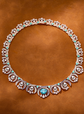 刘亦菲海蓝宝项链镀金明星同款高级气质女士晚装锁骨链