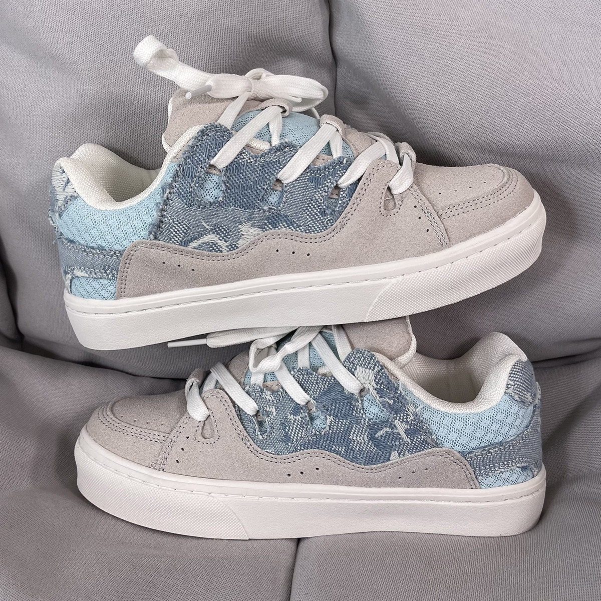 男鞋ins潮鞋牛仔拼接厚底面包鞋男女情侣鞋百搭潮流低帮休闲板鞋,淘宝优惠券,粉丝福利购,淘宝优惠卷