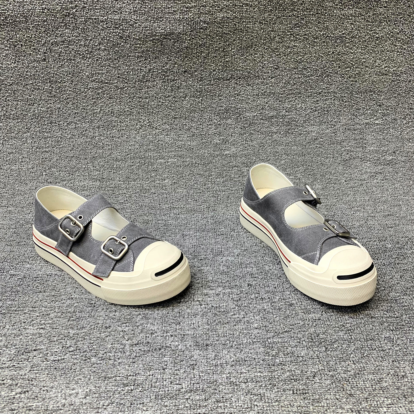 欧洲站女鞋2026春季新款欧货布面皮带扣浅口厚底时尚圆头帆布鞋女,淘宝优惠券,粉丝福利购,淘宝优惠卷
