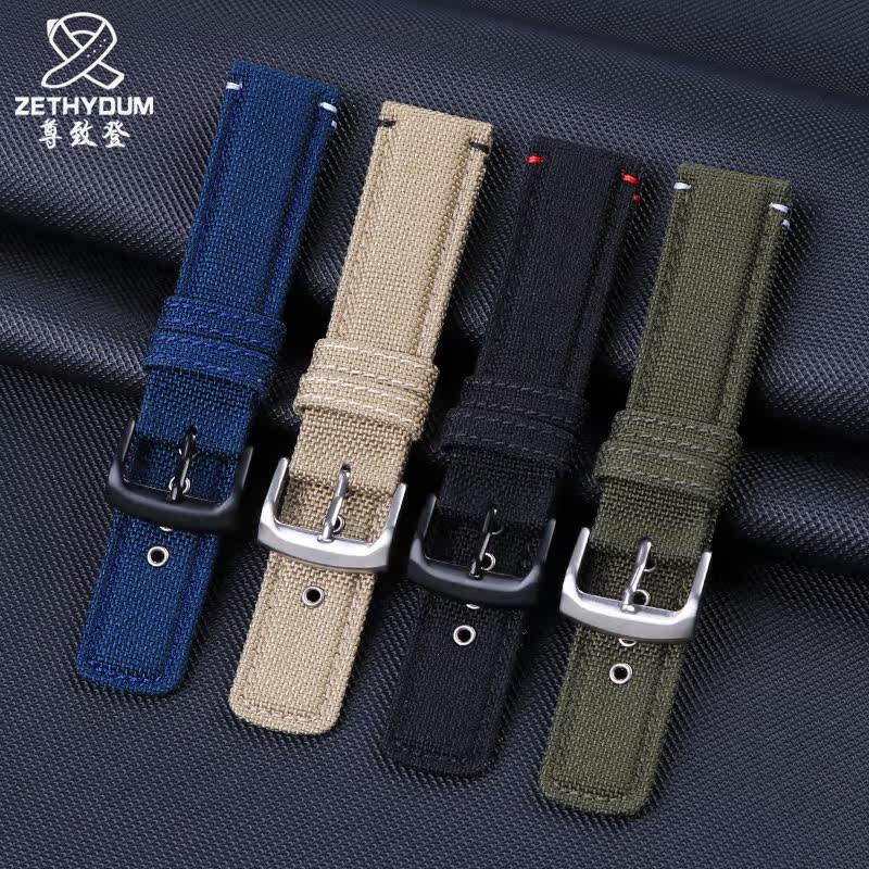 休闲适配西铁城骚橙系列帆布表带 zethydum尊致登配件