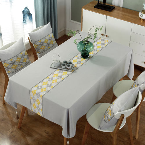 新中式刺绣桌布简约现代欧式茶几布田园餐桌布长方形台布带桌旗款 - 图2