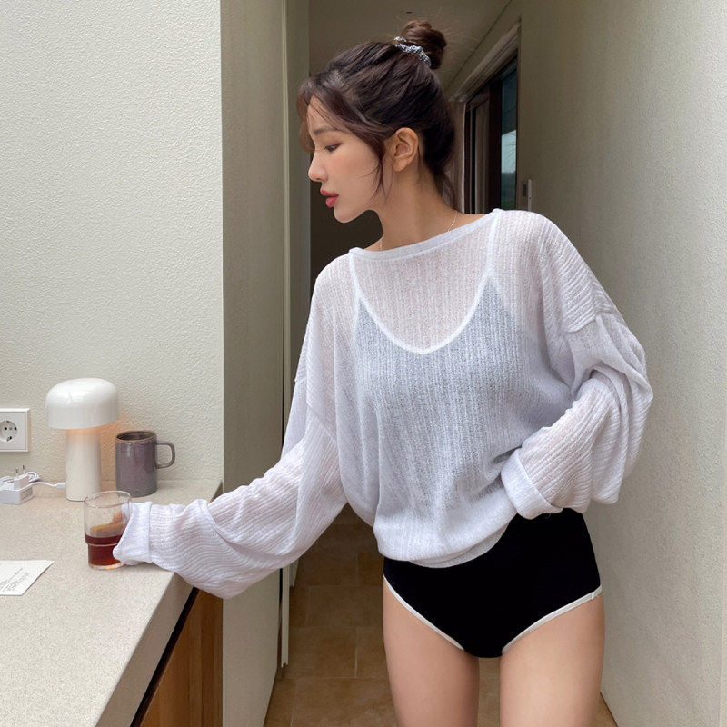 白色度假搭配比基尼的罩衫中女外套披肩防晒宽松长袖沙滩套头罩衫,淘宝优惠券,粉丝福利购,淘宝优惠卷