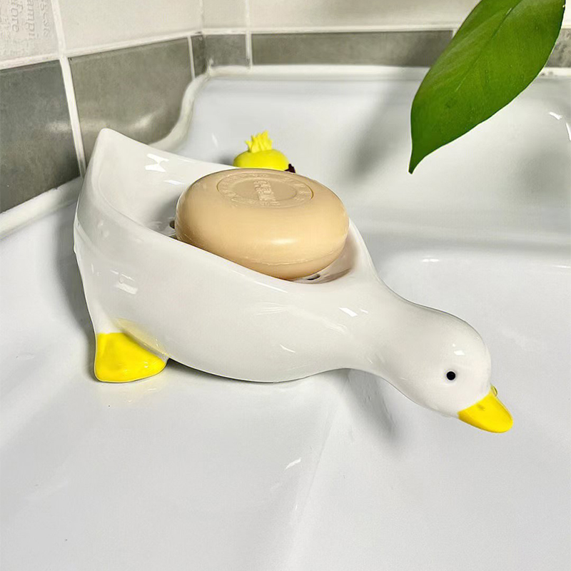 鸭子肥皂盒家用沥水不积水创意香皂盒子卫生间洗手台皂盒置物架 - 图1